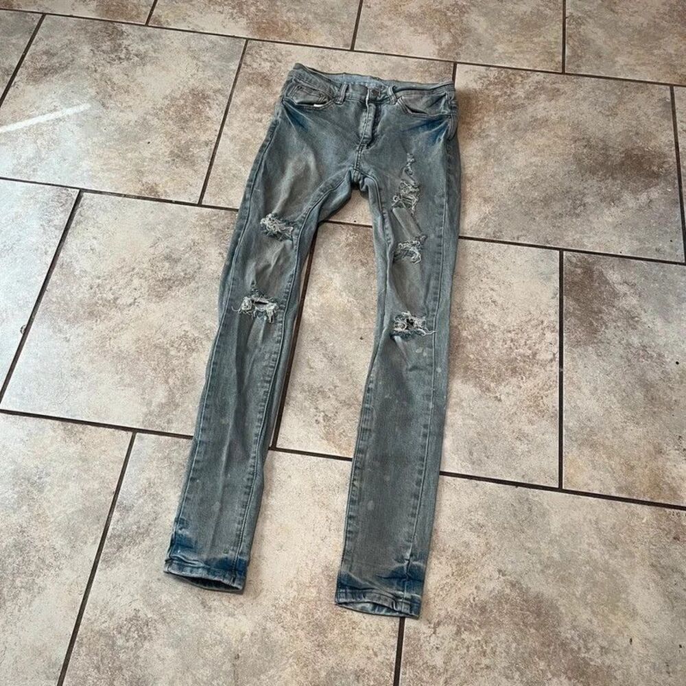 mnml Skinny Distressed Frayed Denim Jeans Mens Size 28